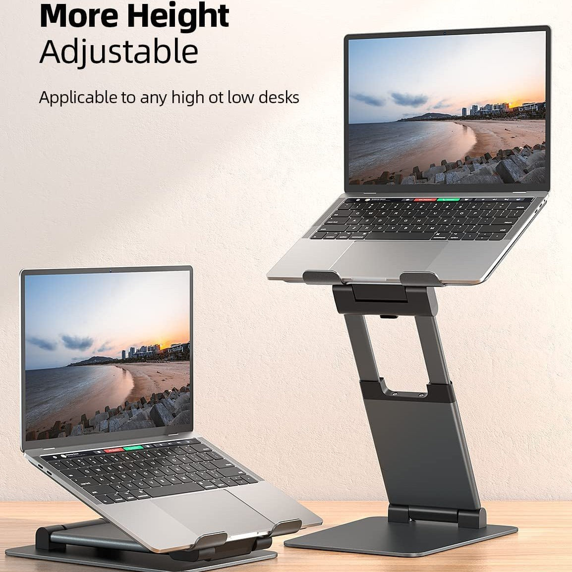 Aluminum Alloy Adjustable Laptop Stand | Ergonomic Desk Riser | Standard & 360° Rotating | Gray, Silver & Rose Gold