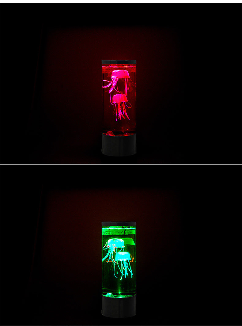 LED Volcanic Eruption Jellyfish Aquarium Lamp | USB & Battery | Colour-Changing LED | 105×105×280mm | Floating Volcanic Beads | Bedroom, Office & Living Room Night Light