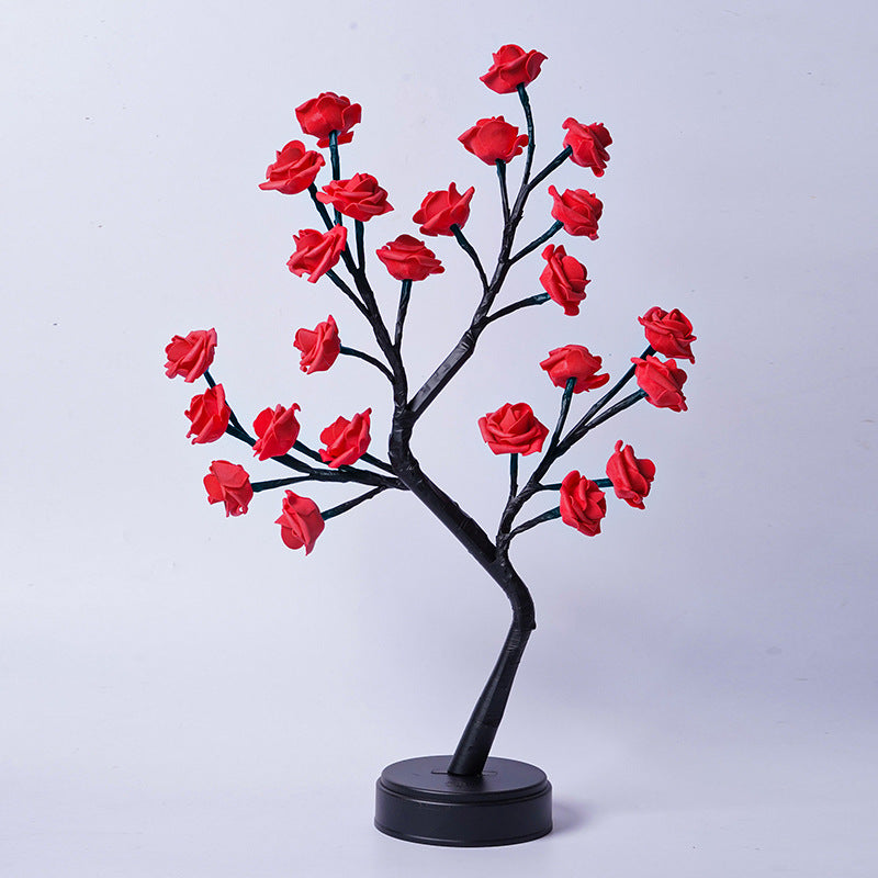 3D LED Rose Flower Tree Table Lamp | USB | 5V | 380×120×450mm | IP42 | 50,000hr | Bendable Branches | 10 Colours | Bedroom, Wedding & Valentine’s Gift