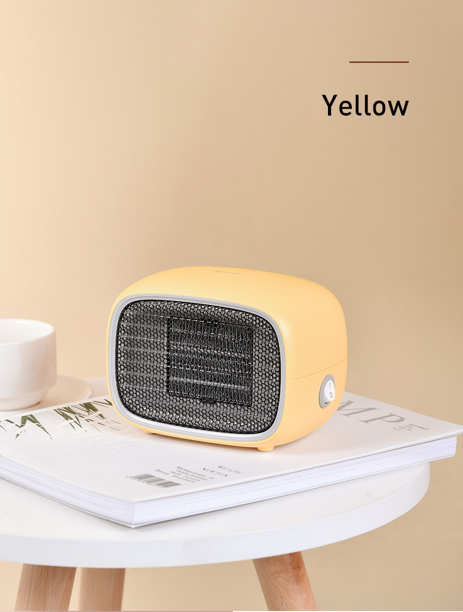 Mini PTC Ceramic Space Heater | 500W | 3-Second Heat-Up | PTC Ceramic | Flame-Retardant ABS | 158×90×114mm | 220V EU | Green, White & Yellow | Portable Desktop Heater