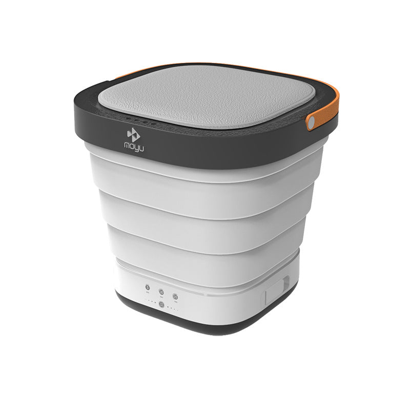 Portable Mini Folding Bucket Washing Machine | 40W, ABS + Silicone, Compact Travel Laundry, Pink & White