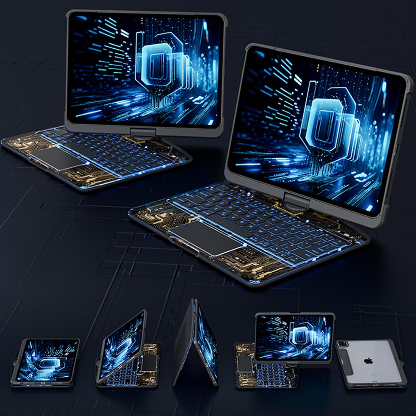 360° Rotating iPad Keyboard Case with Trackpad | Bluetooth | Scissor-Switch | Pen Slot | 5 Colors