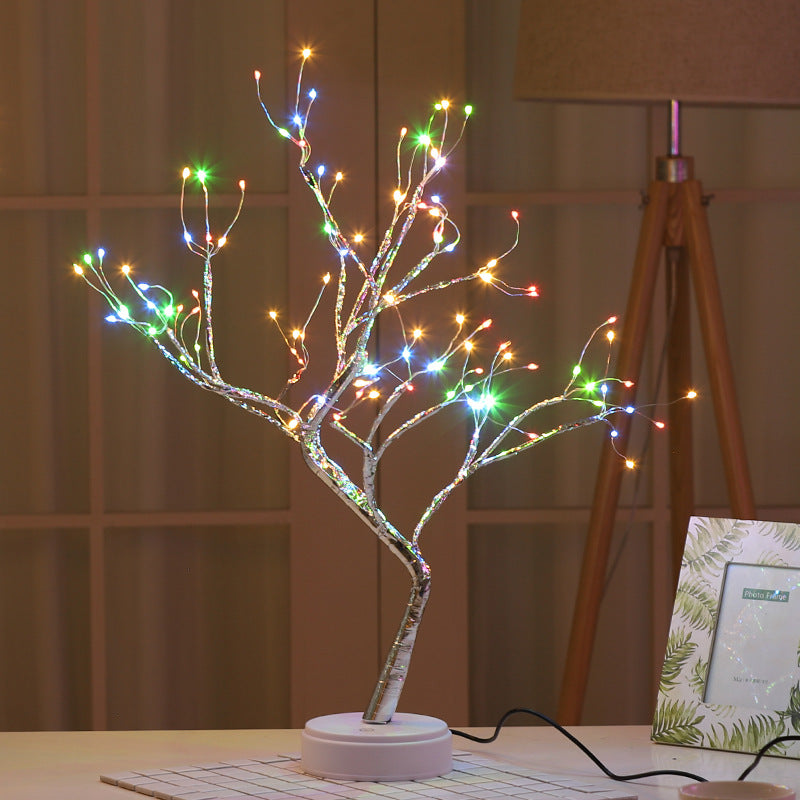 USB LED Bonsai Tree Night Light | Bendable Copper Wire Branches | 48×53cm | 36 & 108 LED | Always-On | Indoor & Outdoor | Colourful, Pink, Pearl, Warm White | Single & Twin Pack