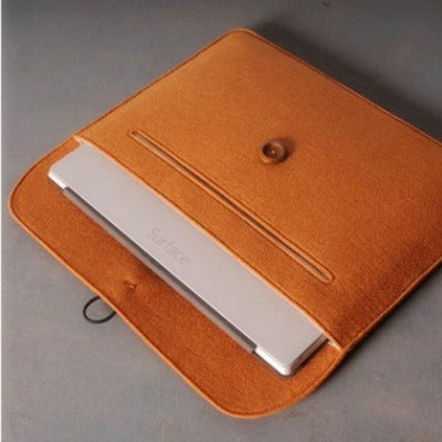 Felt MacBook & Laptop Sleeve Bag | Lightweight, Soft Protective Case | Tablet Compatible | Gray & Orange