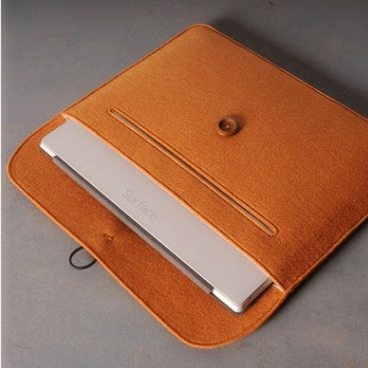Felt MacBook & Laptop Sleeve Bag | Lightweight, Soft Protective Case | Tablet Compatible | Gray & Orange