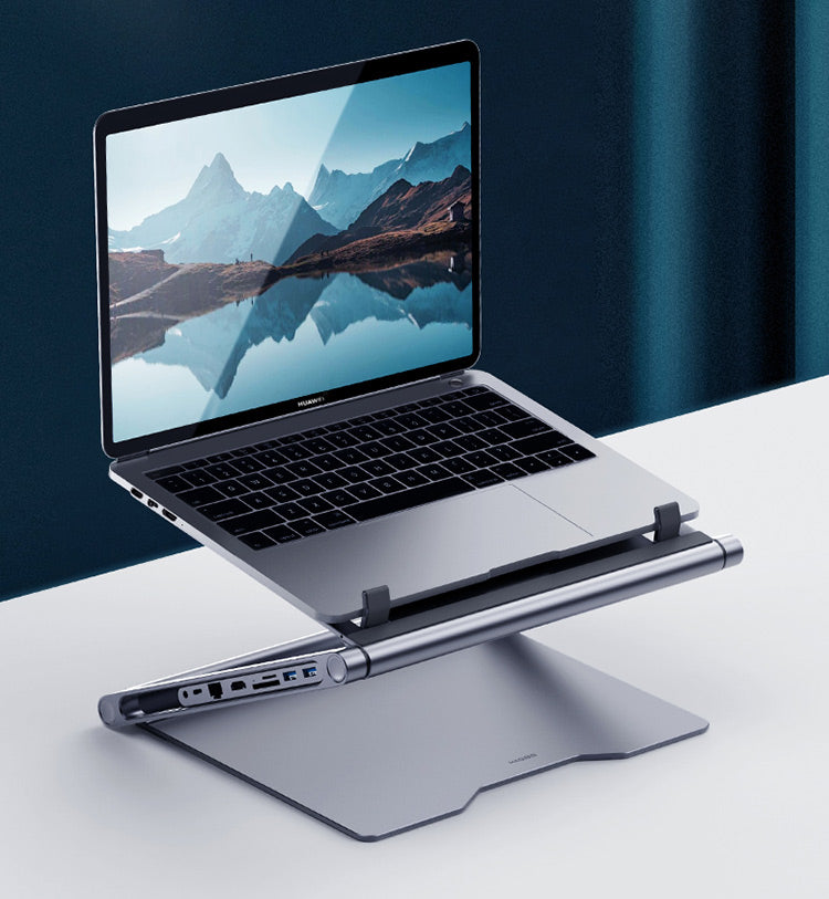 Aluminium Laptop Stand | Stand Only, 7-in-1 & 8-in-1 Docking Station Options | Model NBS01 | Deep Space Grey