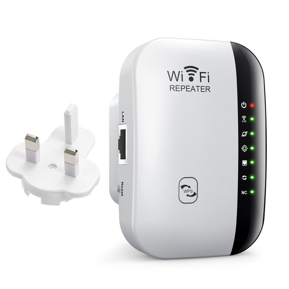 WiFi Network Extender & Range Booster | 2.4GHz, WPS, 802.11b/g/n | AU/EU/UK/US Plug | Black & White