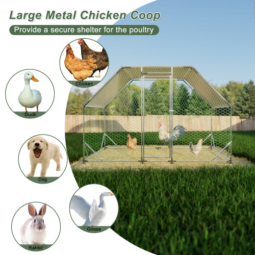 Large Walk-In Metal Chicken Coop & Poultry Run | 9.94'×6.46', Waterproof Cover, Lockable Doors, Predator-Proof