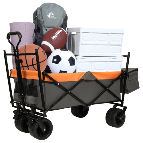480 lbs Collapsible Wagon with Canopy & Mosquito Net | 7" All-Terrain Wheels, Foldable, Camping & Garden