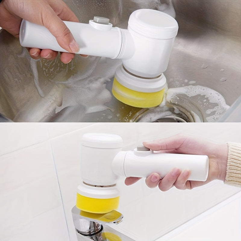 Electric Spin Cleaning Brush | USB Rechargeable | Handheld | Automatic Rotary | ABS + Nylon | Bathroom, Kitchen & Tile Scrubber | White