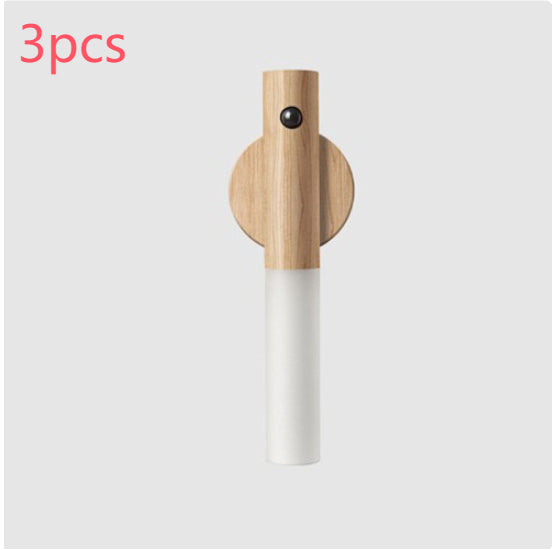 PIR Motion Sensor LED Night Light | Magnetic Wood Base | USB Rechargeable | 4m Detection | Warm White | Ash & Walnut