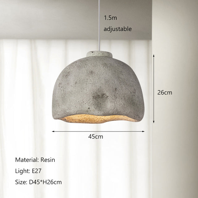Japanese Wabi-Sabi Coarse Pottery Resin Fish LED Chandelier | 35 & 45cm, Warm Light, 2m Adjustable, 220V