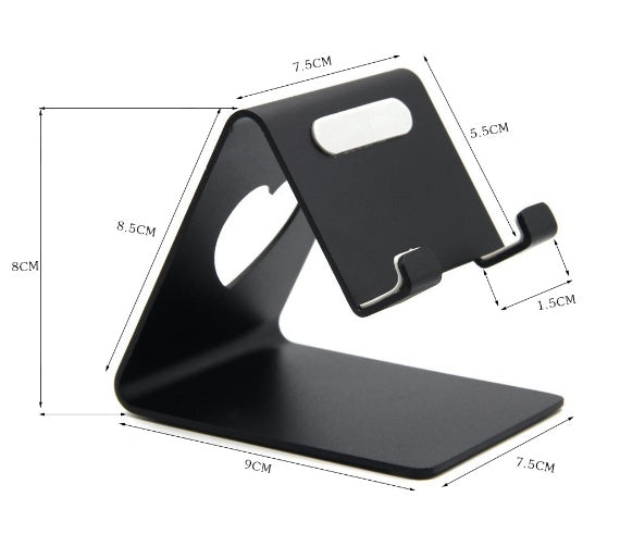 Aluminum Alloy Phone & Tablet Stand | Adjustable Desk Holder | Black & Silver | Lightweight 110g