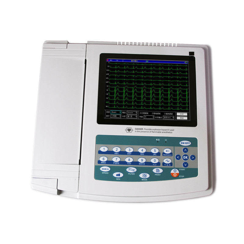ECG1200G 12-Channel 12-Lead ECG Machine | Touch Screen, PC Software & Thermal Printer