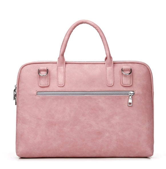 Faux Leather Laptop Shoulder Bag for Women | 13.3"–17.3" | Waterproof, Multi-Pocket | Black, Pink, Red