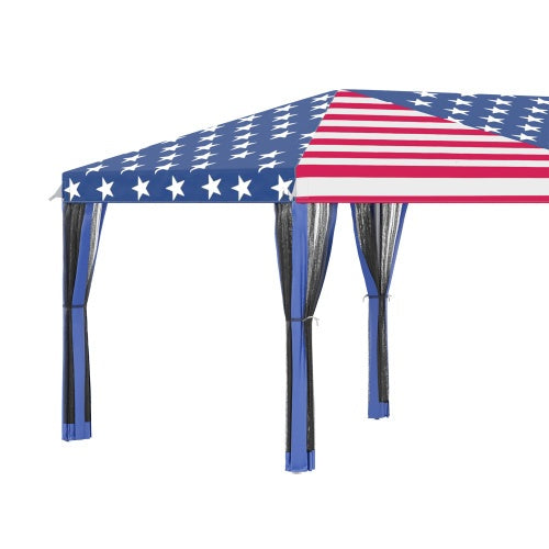 Outsunny 10'×20' Pop-Up Canopy Tent with Mesh Netting | 200 sq.ft, UV-Blocking, Steel Frame, Carry Bag, Blue