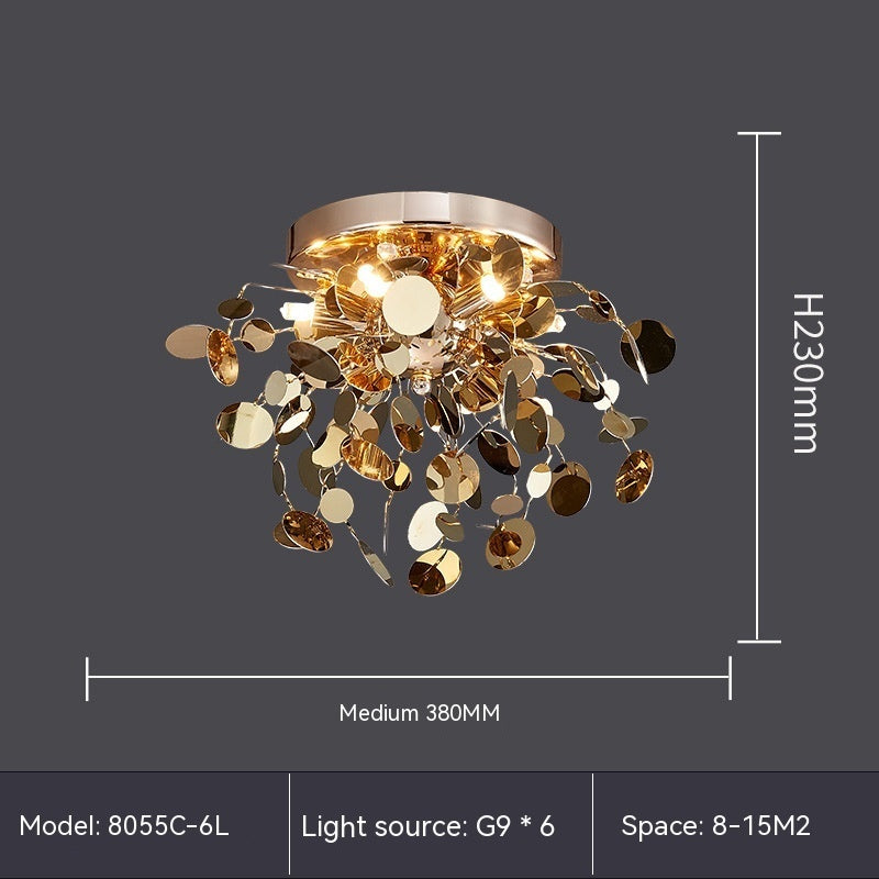 8055C-8L Stainless Steel G9 Tree Blade Chandelier | 2 Sizes D380 & D500, 220V, 15-20㎡, Multi-Space