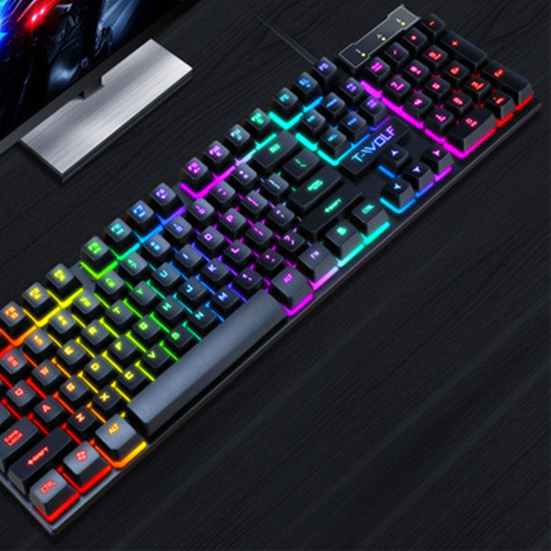 T20 USB Wired Gaming Keyboard | RGB Backlight | Floating Keycaps | Multimedia Shortcuts | 440×130×30mm | ABS | Keyboard Only & Keyboard + Mouse Bundle
