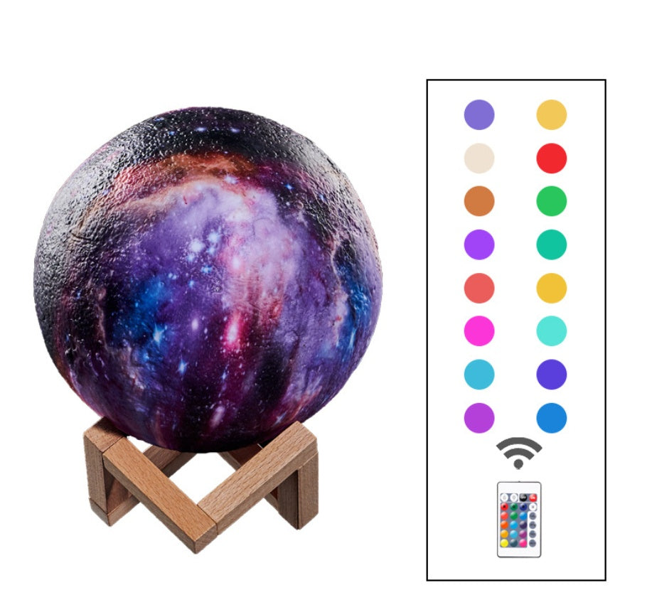 3D Moon Lamp Night Light | 3/7/16 Colour Modes | Touch & Remote | USB Rechargeable | 500mAh | 8–22cm | PVC+ABS | Bedroom & Gift