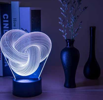 Twist Abstract 3D Acrylic LED Night Light | 3W | 5V USB | 7-Colour + Gradient | Touch & Remote | Gift