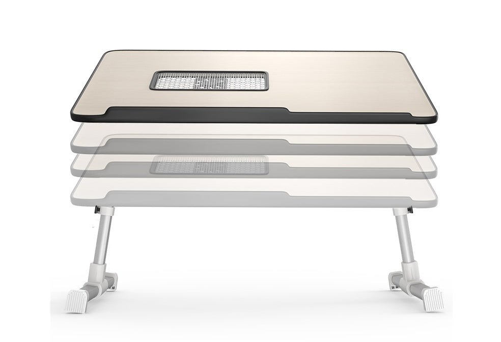 Foldable Adjustable Laptop Desk Stand & Lap Table | Height & Angle Adjustable | 52×30cm | Wood Panel | Home, Bed & Office