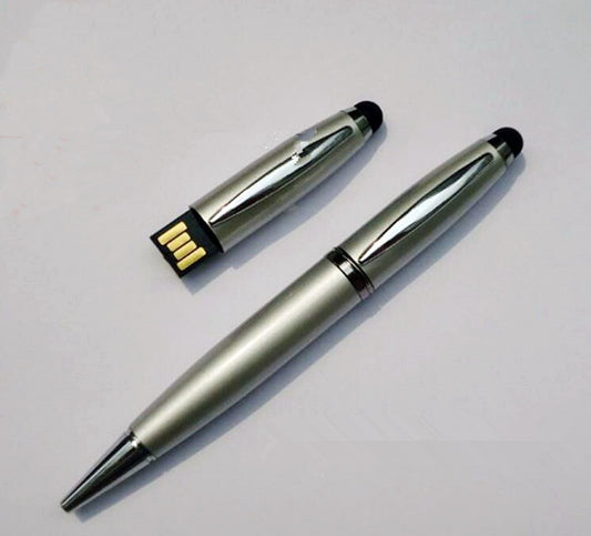 2-in-1 Metal USB Flash Drive & Stylus Pen | USB 2.0, 256MB–128GB | Black, Blue, Grey, White