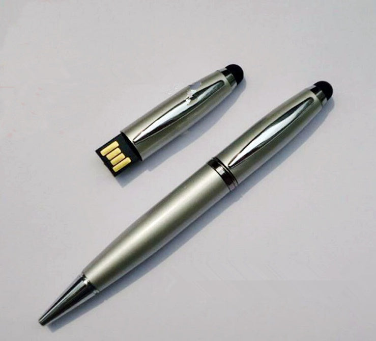 2-in-1 Metal USB Flash Drive & Stylus Pen | USB 2.0, 256MB–128GB | Black, Blue, Grey, White
