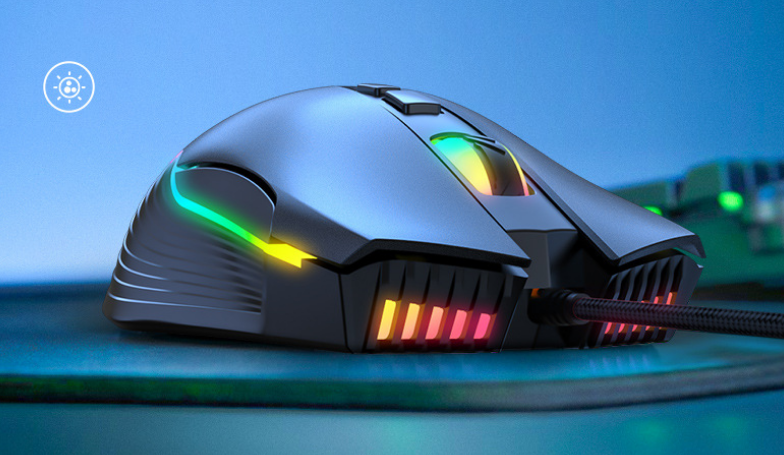 RGB Gaming Mouse | 7 Buttons, 800–6400 DPI, 4-Way Scroll, Ergonomic, Wired USB | Black & Pink