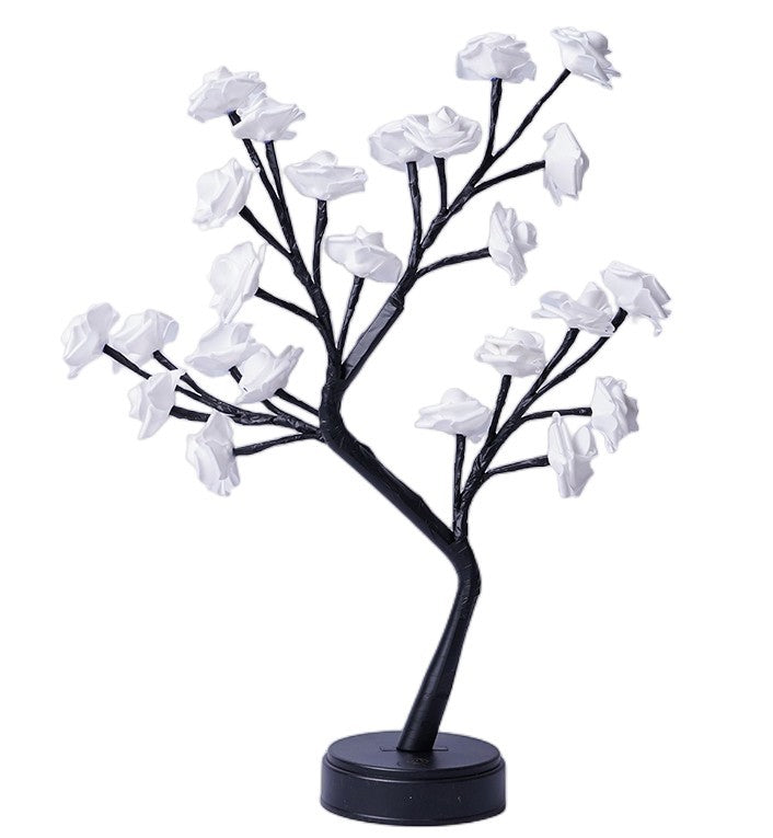 3D LED Rose Flower Tree Table Lamp | USB | 5V | 380×120×450mm | IP42 | 50,000hr | Bendable Branches | 10 Colours | Bedroom, Wedding & Valentine’s Gift