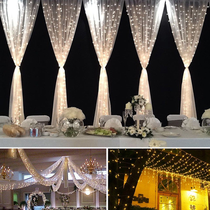 LED Curtain Fairy Lights | 3×3m | 304 LEDs | Remote Control | EU 220V & US 110V | Blue, Warm White, White & Colourful
