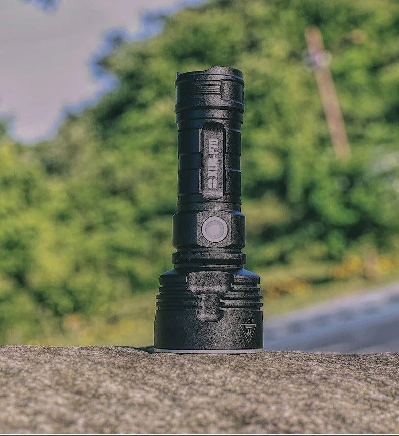 High-Power LED Tactical Flashlight | 20W | 200–500m Range | Aluminium Alloy | Rechargeable | L2 2500mAh & P70 5500mAh | Camping, Hiking, Hunting & Emergency