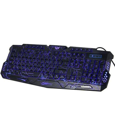 3-Colour LED Backlit Wired Gaming Keyboard | 19-Key Anti-Ghost | Laser-Engraved | Waterproof | USB 155cm | Blue, Purple & Red | M200