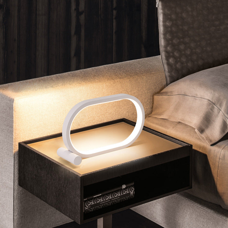USB Oval Acrylic LED Desk Lamp | 5V | 3-Colour + RGB | Touch, Button & Remote | Dimmable | Black & White