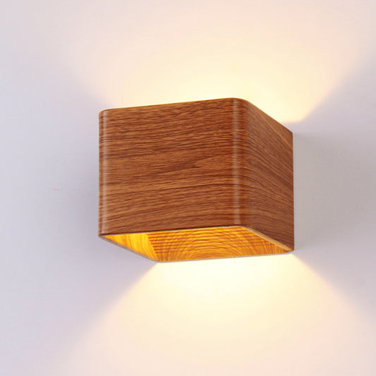 Square LED Indoor Wall Light | 3W | AC85–265V | Aluminium Die-Cast | 100×100×80mm | Warm White & Cool White | White & Wood Grain | 3-Year Warranty | Hardwired