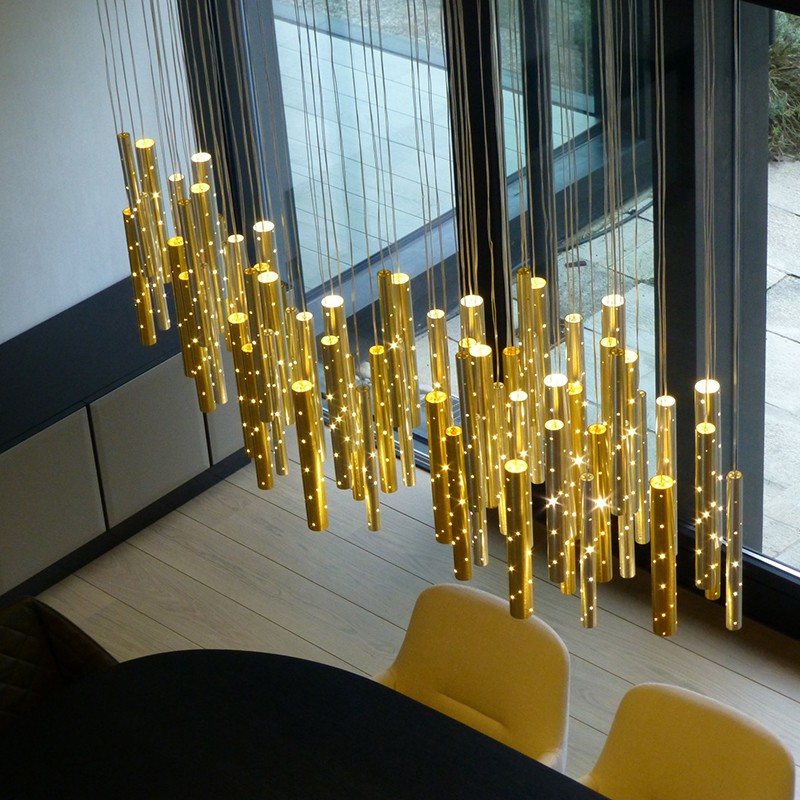 Light Luxury Aluminium 6-Head Carved Hollow Tube LED Chandelier | Gold, Silver & Mixed, Natural & Cool White