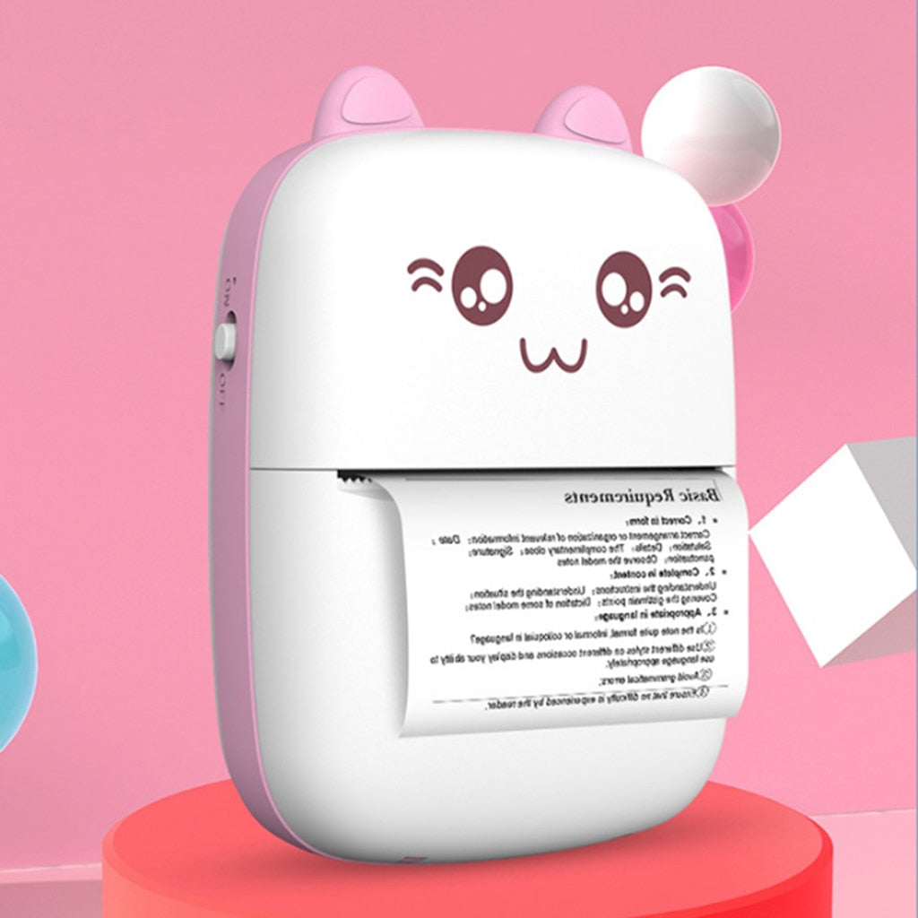 A6 Mini Bluetooth Thermal Printer | 200DPI | 1200mAh | 10mm/s | iOS & Android | Inkless | 11×8×3.5cm | 160g | Green & Pink | Printer & Paper Bundles