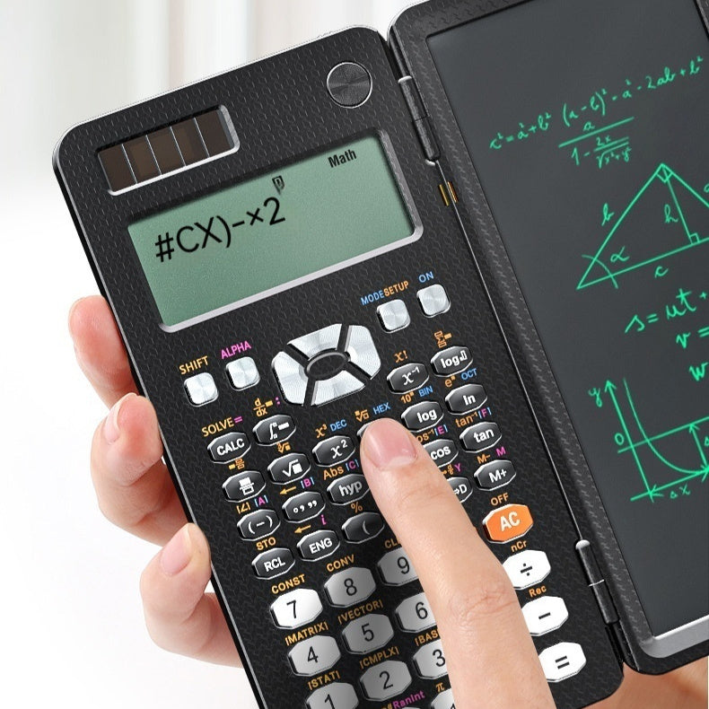 2-in-1 Foldable Scientific Calculator & LCD Writing Tablet | Reusable Notepad | Eye-Care Screen | MS349, ES417 & CNX498 | English & Chinese