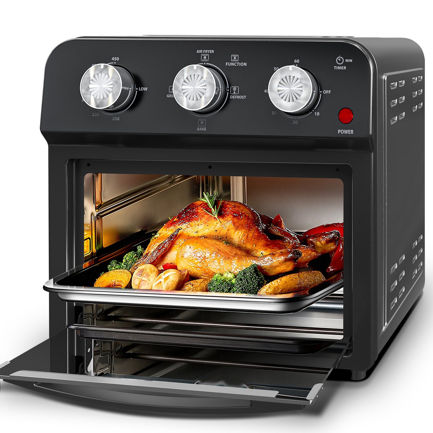 12L Multi-Function Air Fryer Oven | Grill, Bake, Defrost & Toast, Triple Knob Control, Non-Stick Basket, 12.5 Qt