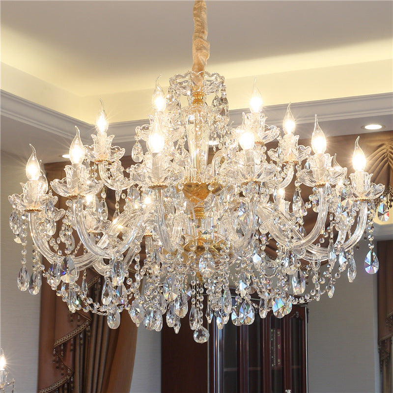 Luxury Glass Crystal LED Chandelier | 6-24 Lights, 1100×700mm, 0.6m Adjustable, 15-30㎡, 220V