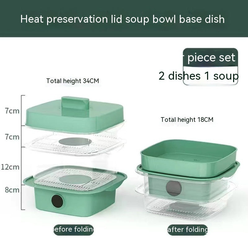 Multi-Layer Stackable Insulated Dish Cover | Temperature Display | Transparent Plastic | 5 Sizes | Green & White | Kitchen Food Cover | Dining Table & Leftover Storage