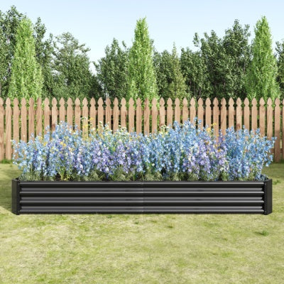 Metal Raised Garden Bed Kit | 7.6'×3.7', 27 cu.ft, Anti-Rust, Open Bottom, 10-Min Assembly, Silver