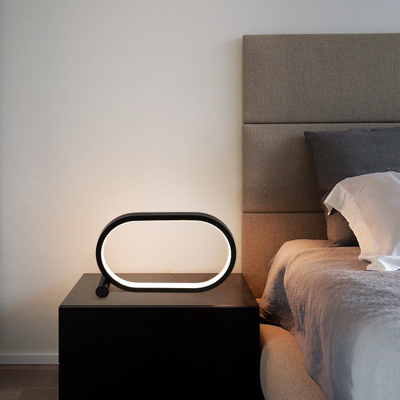 USB Oval Acrylic LED Desk Lamp | 5V | 3-Colour + RGB | Touch, Button & Remote | Dimmable | Black & White