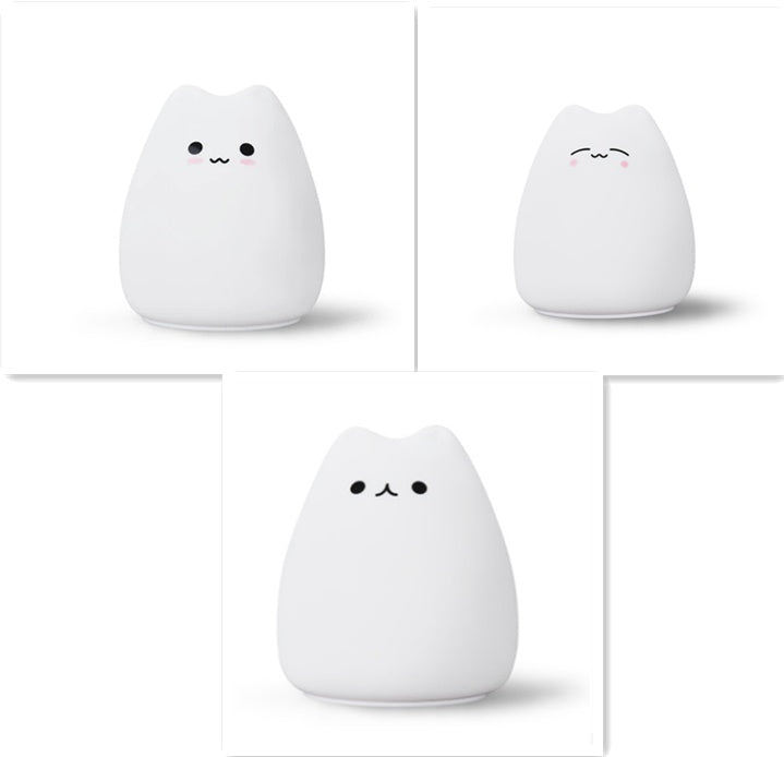 Cat-Shaped Silicone LED Night Light | Touch Sensor | 7-Colour Changing | 15hr Battery | USB & Battery | Kids, Bedroom & Gifting