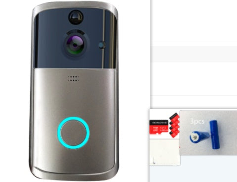 WiFi Video Doorbell Camera | HD | Night Vision | Two-Way Audio | APP Remote View | Motion Alert | 32GB TF | No Wiring | Black & Silver