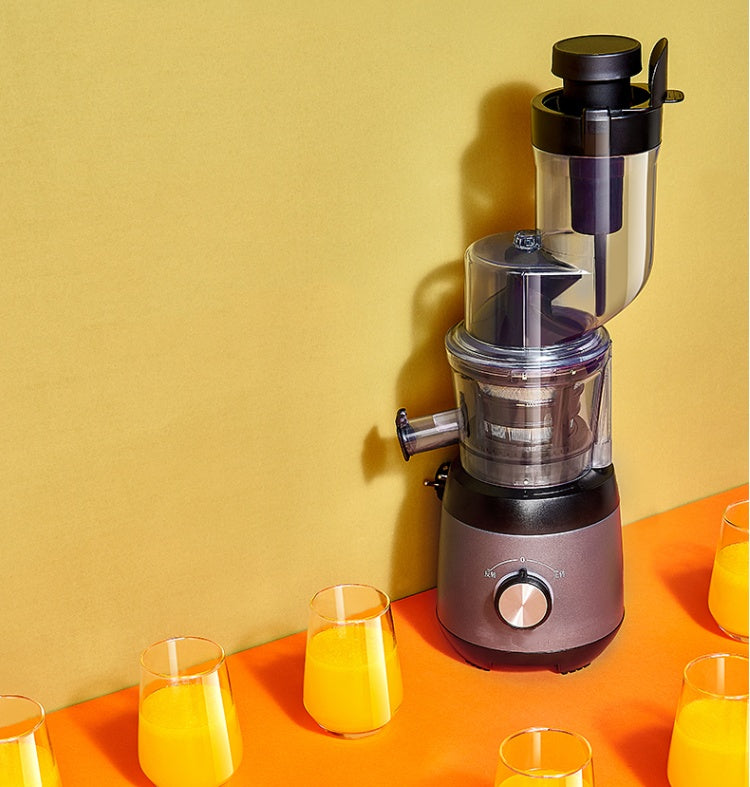 Wide-Mouth Slow Juicer with Multi-Function Separator | 90mm Feed, 600ml, Mechanical Knob, US Plug, Grey