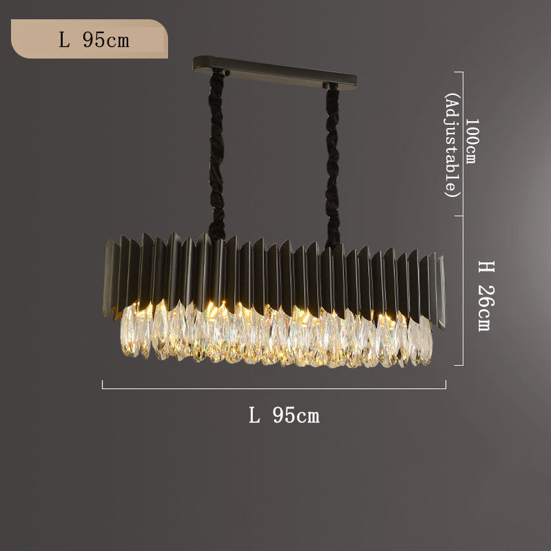 Modern Black Iron & K9 Crystal LED Chandelier | Tricolor Dimming, 7 Sizes, Round & Oval, 111-240V