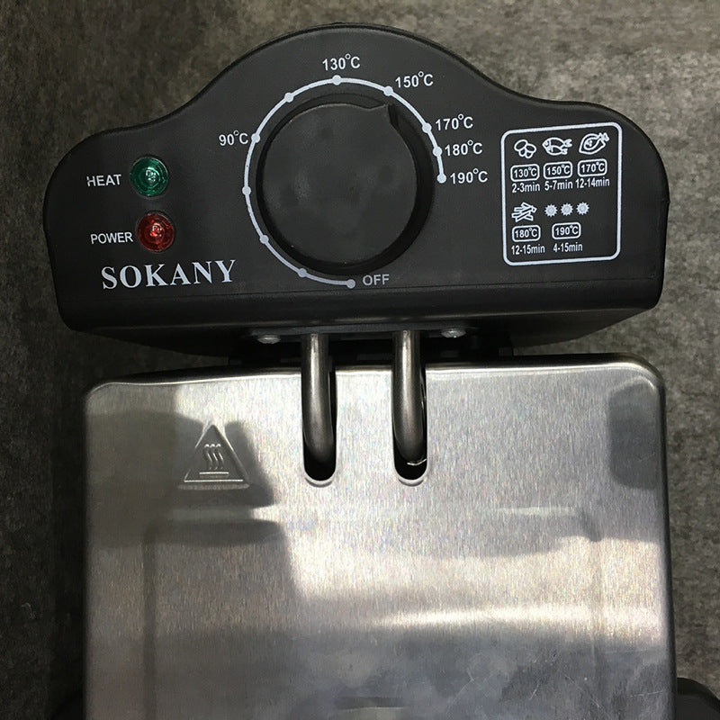 3L Electric Deep Fryer | 2000W | Teflon Non-Stick Basket | EU Plug | Silver | Household Kitchen Fryer