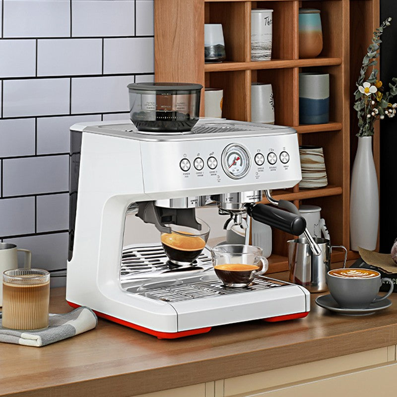 20 BAR Semi-Automatic Espresso Machine | Built-in Grinder, Steam Frother, 2200W, 2.8L, AU/EU/UK/US, White