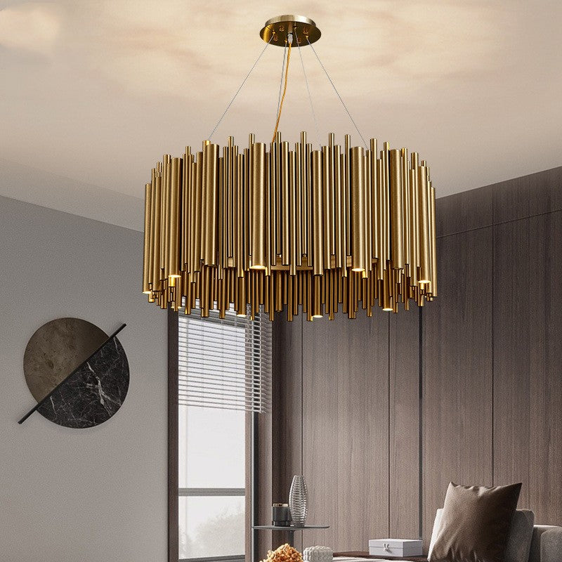 Postmodern Light Luxury Stainless Steel G9 LED Chandelier | 3 Sizes D600-D1000, 220V, Villa & Living Room