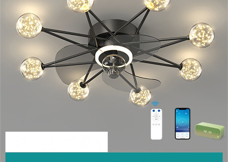 Nordic Starry Sky LED Ceiling Fan Light | 4 Colours, 2 Shade Styles, 30,000h, 111-240V, 10-15㎡, Kids & Living Room